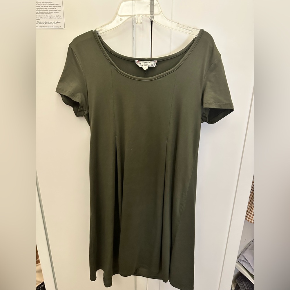 Olive Green Short Sleeve Dress